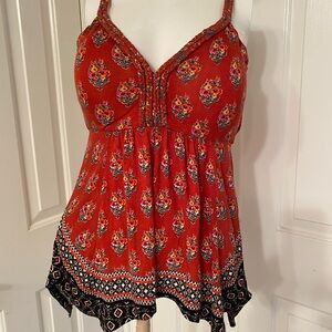 American Rag Bohemian Multicolor Padded Halter top w/braided straps sz small